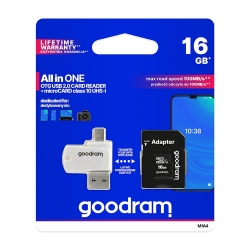 GoodRam karta pamięci 16GB microSDHC kl. 10 UHS-I + adapter + czytnik kart