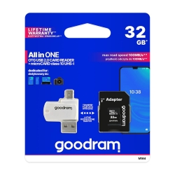 GoodRam karta pamięci 32GB microSDHC kl. 10 UHS-I + adapter + czytnik kart